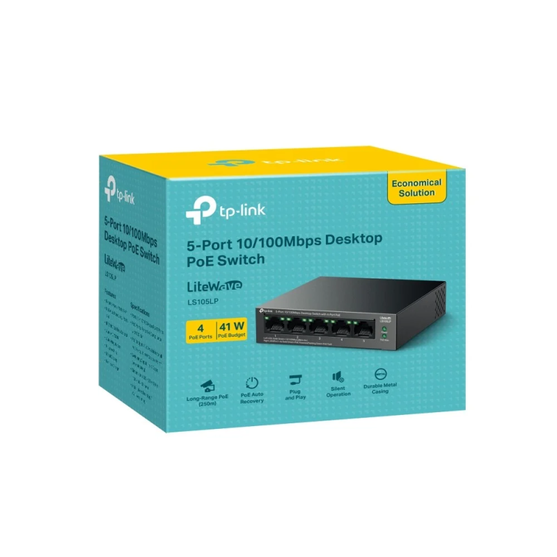 SWITCH TP-LINK TL-LS105P 5 PORTS 10/100 MBPS SWITCH TP-LINK TL-LS105P 5 PORTS 10/100 MBPS
