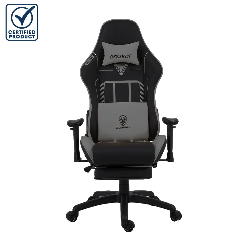 CHAISE GAMING DOWINX - LS6670 - GRIS - AVEC FONCTION MASSAGE ET REPOSE PIED