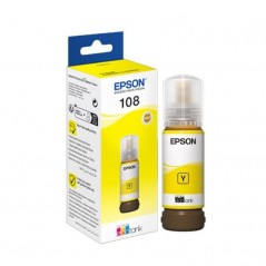 BOUTEILLE D’ENCRE ORIGINALE EPSON ECOTANK 108 / JAUNE
