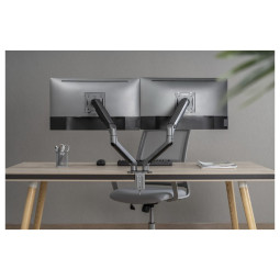 Support de Bureau GEMBIRD Double Réglable MA-DA2-05 / Gris Sidéral / 17"-32"