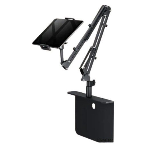 Support de Téléphone & Tablette Réglable à 360° En Acier - Noir