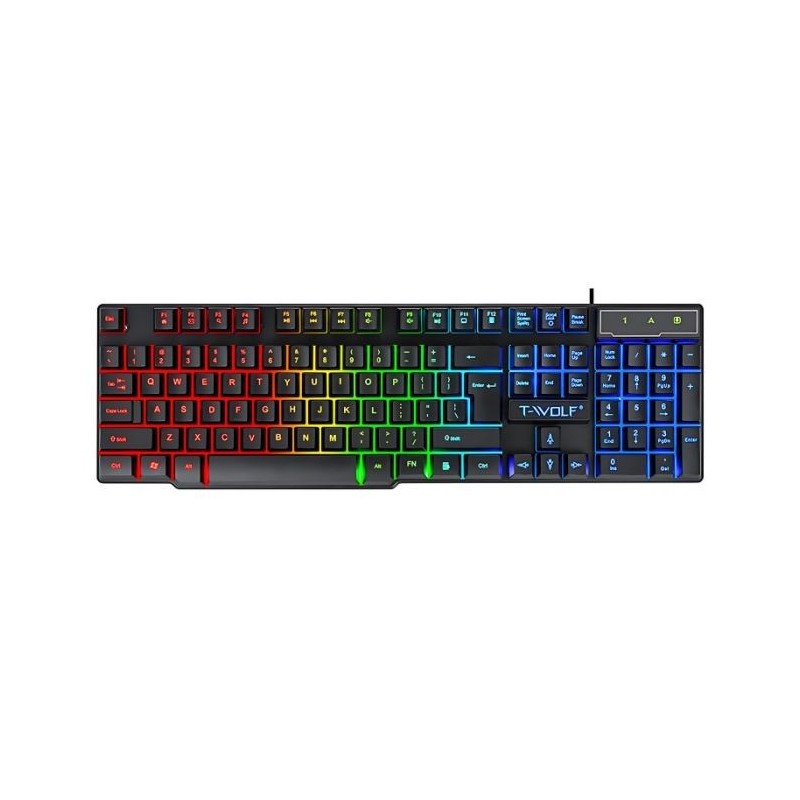 T-WOLF Clavier Gamer Filaire T20 AZERTY RGB - Noir
