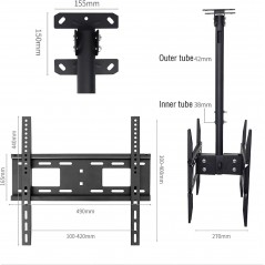 Support Plafond Multifonction pour téléviseur à Double écran
