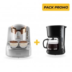 Pack Cafetière Arzum Brewtime + Cafetière turque white chrome
