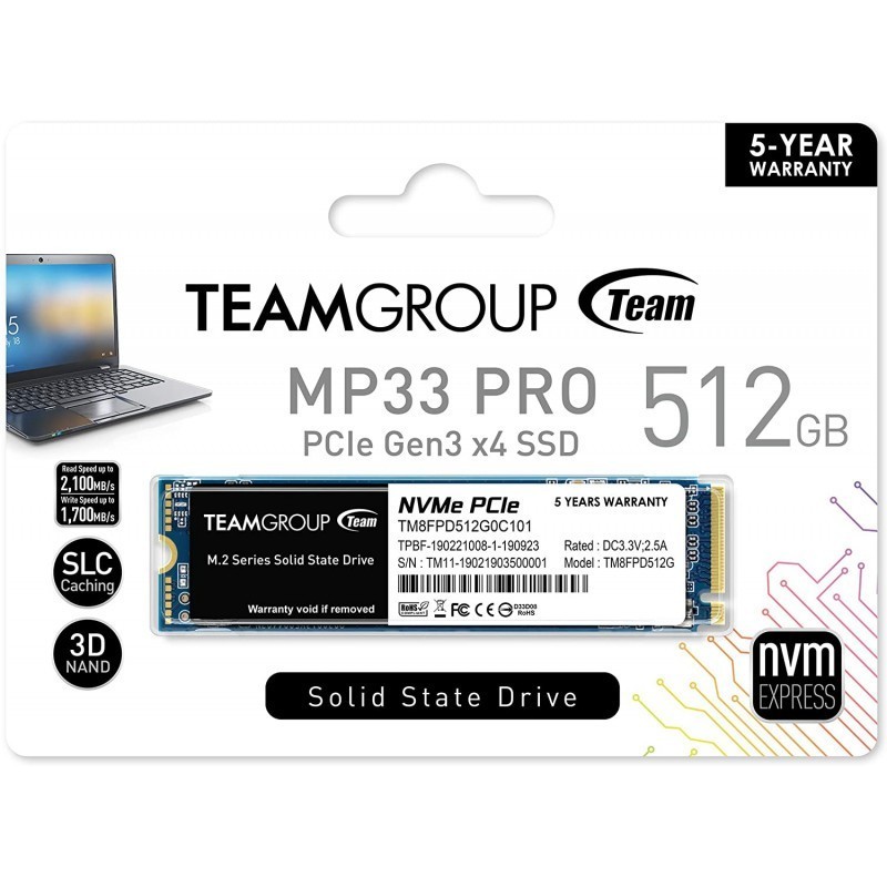 Disque Dur Interne SSD M.2 TeamGroup MP33 Pro / 512 Go Disque Dur Interne SSD M.2 TeamGroup MP33 Pro / 512 Go