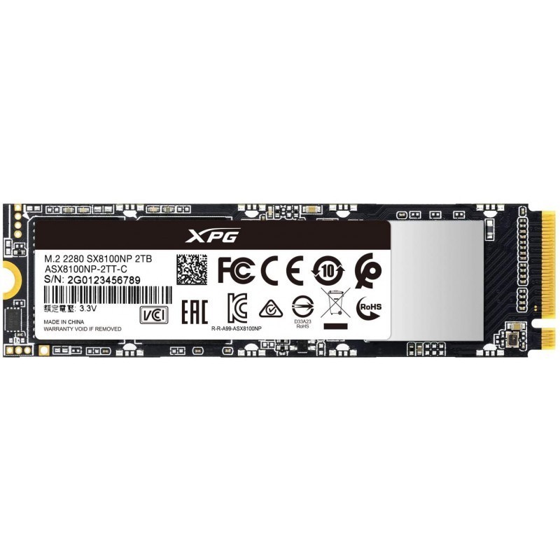 Disque Dur Interne SSD Adata XPG SX8100 PCIe Gen3x4 M.2 2280 / 2 To Disque Dur Interne SSD Adata XPG SX8100 PCIe Gen3x4 M.2 2280 / 2 To