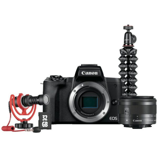 Kit Canon Pour Vlogueur EOS M50 Mark II + Objectif EF-M15-45 + Micro Rode + Tripod + Carte SD 32Go