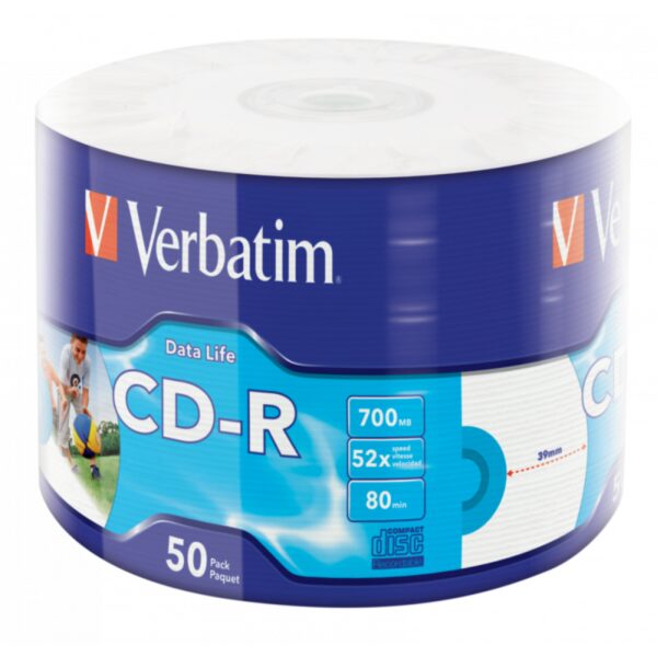 Paquet de 50 disques CD-R imprimable à jet d'encre Verbatim